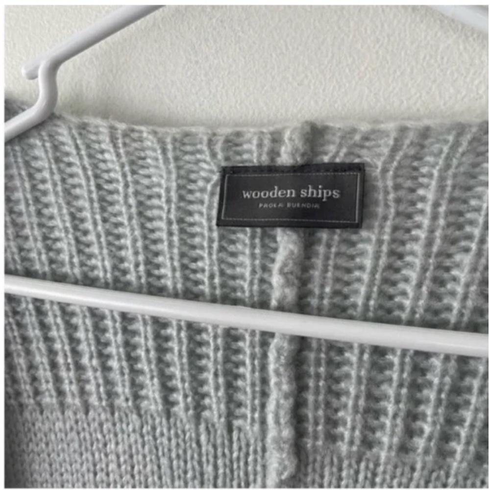 WOODEN SHIPS Wool Blend Open Cardigan Knit Gray Small / Medium Sweater - Picture 3 of 5